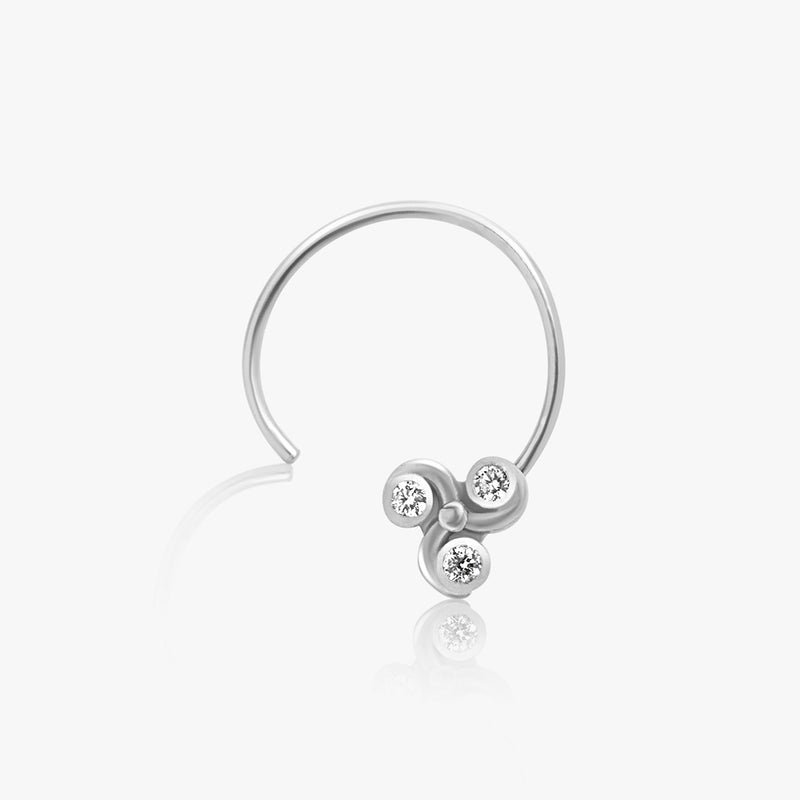 Buy Zircon Spiral Silver Nose Pin Online | March