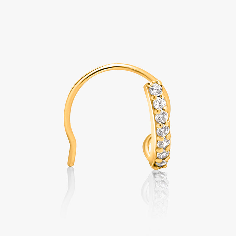 Buy 18k Gold Plated Silver White Zircon Nose Ring Online | March