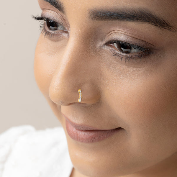 Buy 18k Gold Plated Silver White Zircon Nose Ring Online | March
