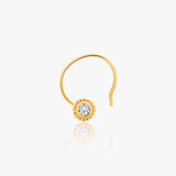 18k Gold Plated Silver Classy Round Zircon Nose Pin
