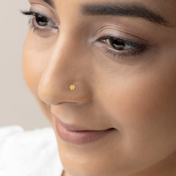 18k Gold Plated Silver Flowerbud Nose Pin