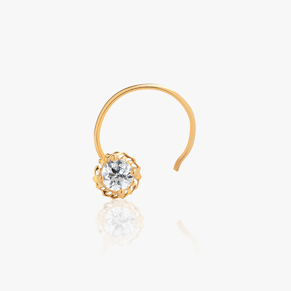 18k Gold Plated Silver Floret Zircon Nose Pin