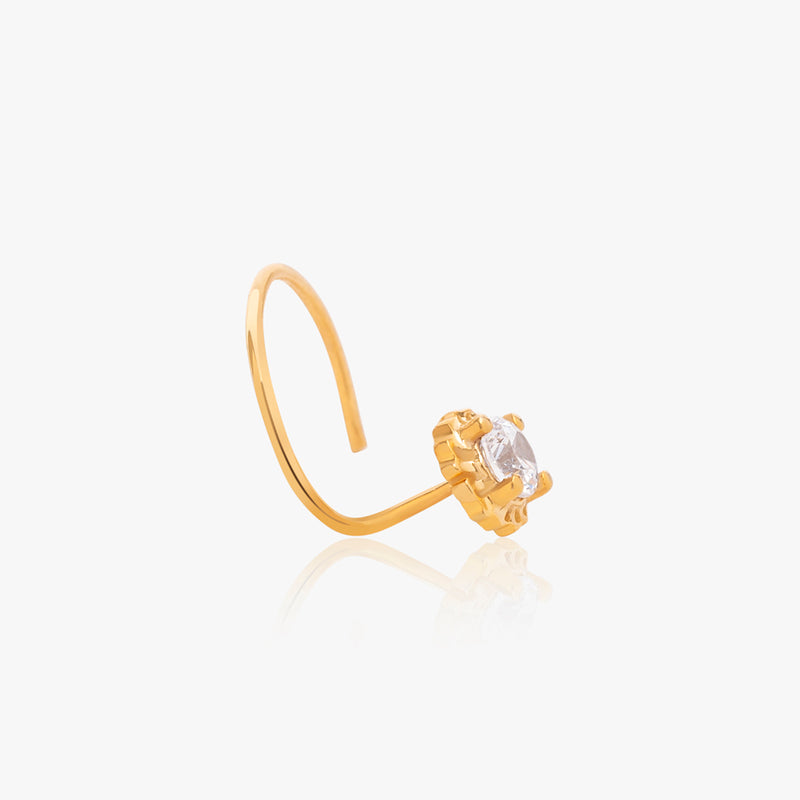 18k Gold Plated Silver Floret Zircon Nose Pin