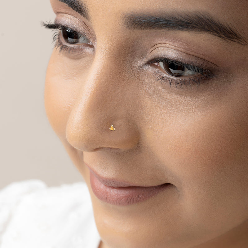 18k Gold Plated Silver Triad Nose Pin