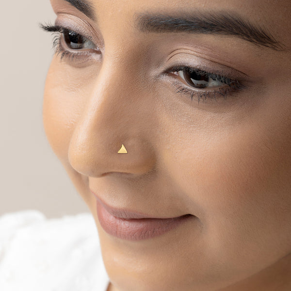 18k Gold Plated Silver Triangular Nose Pin