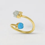 Im-perfect Ring - Aquamarine & Turquoise Crystals