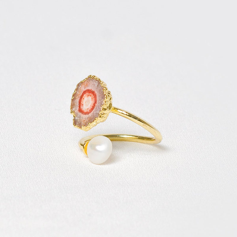Im-perfect Ring - Baroque Pearl & Solar Quartz