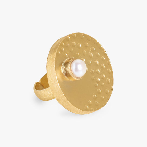 Circular Pearl Adjustable Ring