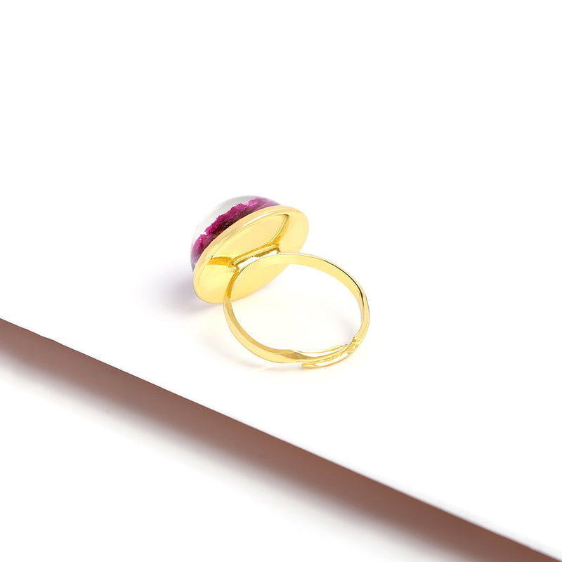 Pink & White Dry Flower Ring
