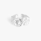 Frosted Textured Adjustable Ring - Silver