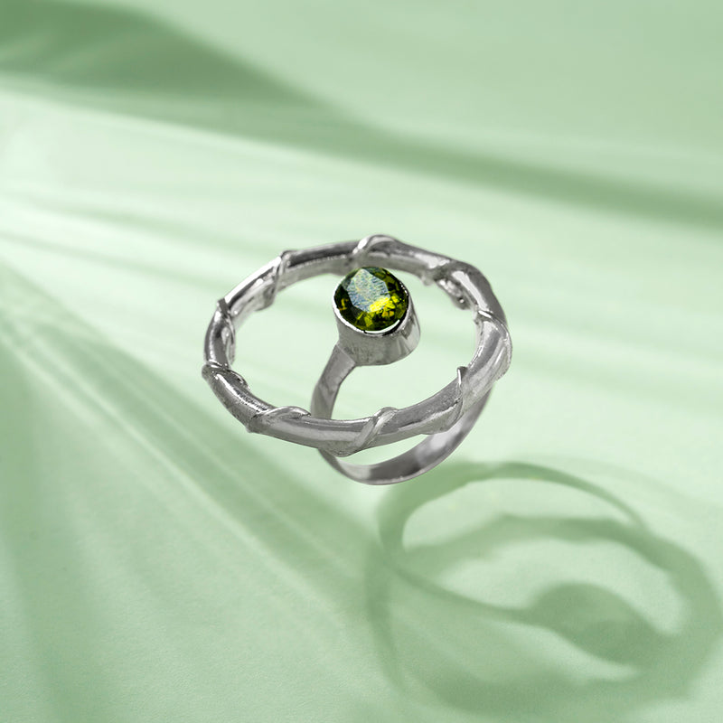 Peridot Green Crystal Statement Ring