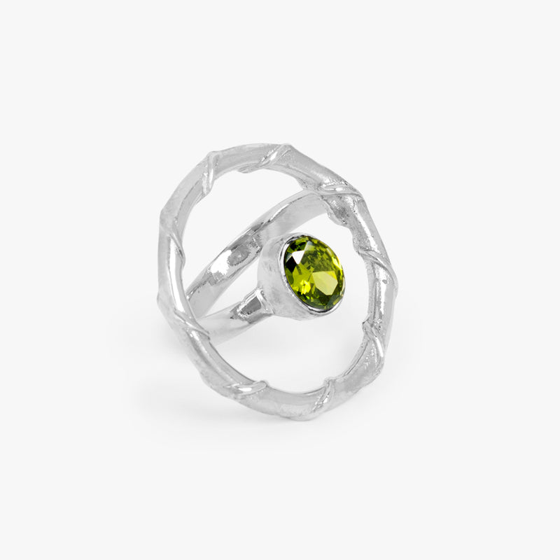 Peridot Green Crystal Statement Ring