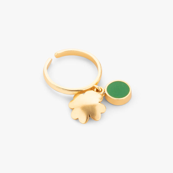 Clover Charm Ring - Gold Plated