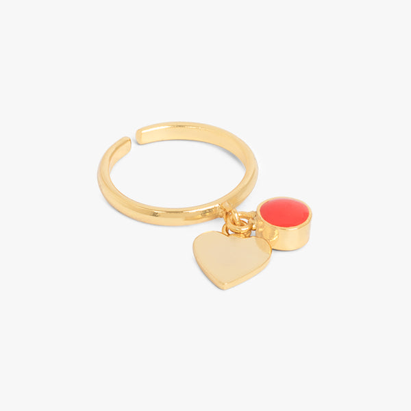 Heart Charm Ring - Gold Plated
