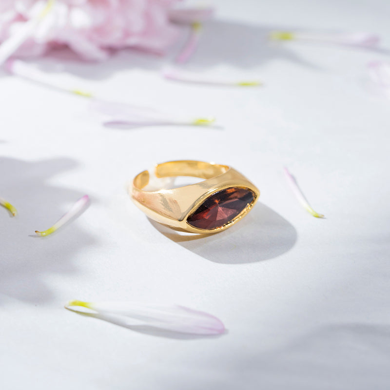 Burgundy Crystal Marquise Ring