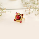 Ruby Red Square Textured Ring