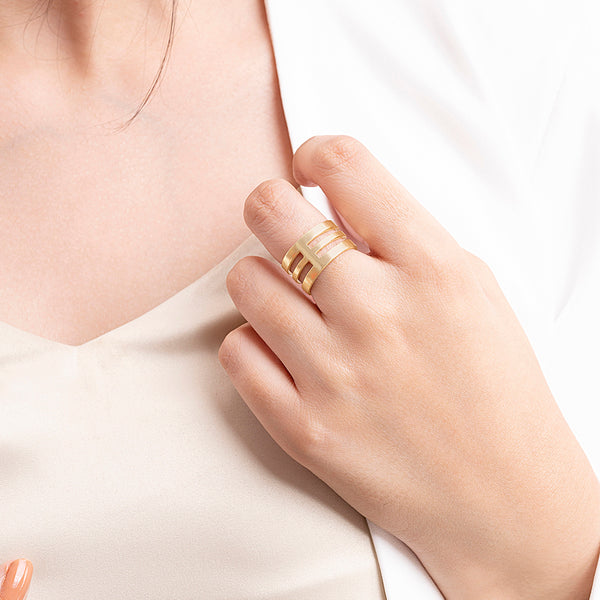 Solid Geometric Ring - Gold