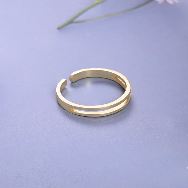 Dual Line Adjustable Charm Ring - Gold