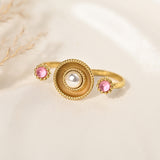 Pearl Double Shank Statement Ring