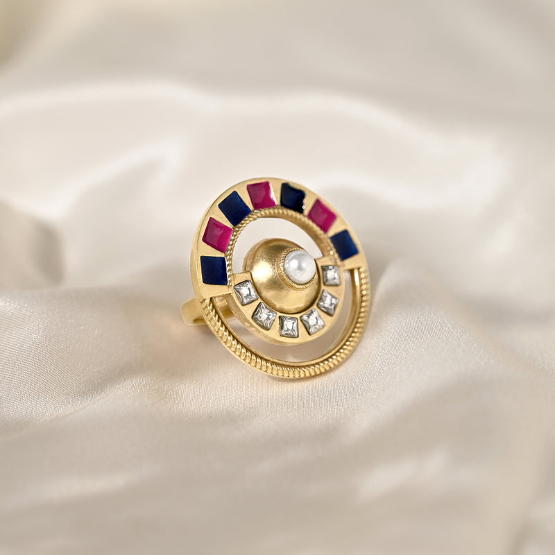 Multicoloured Statement Pearl Ring