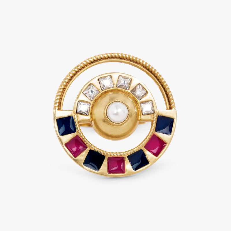 Multicoloured Statement Pearl Ring