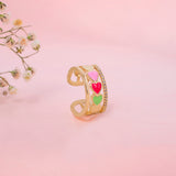 Zircon Studded Enamel Heart Ring