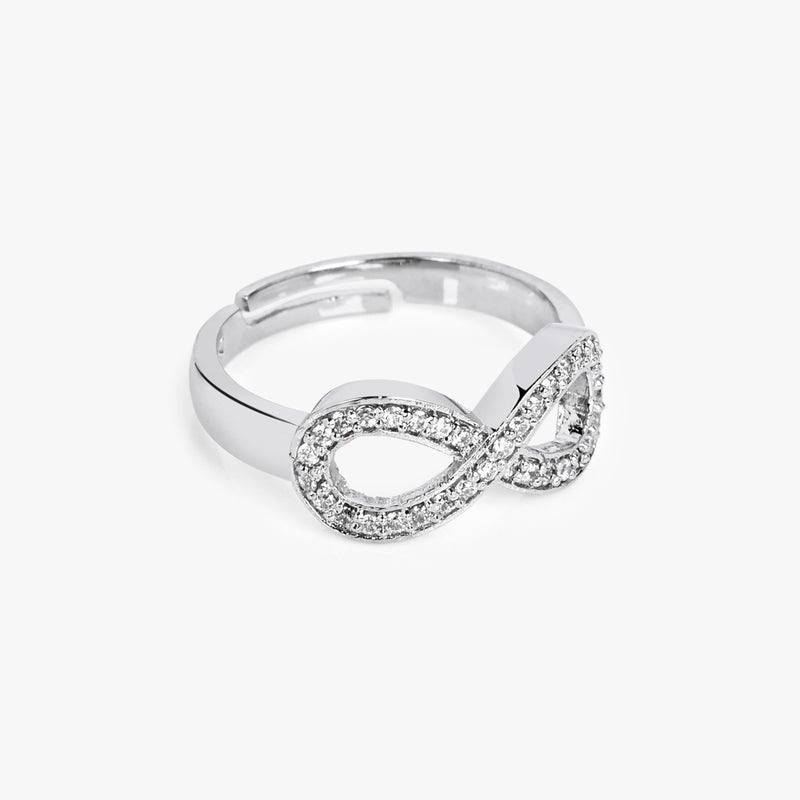 Buy Zircon Studded Infinity Silver Ring Online | March