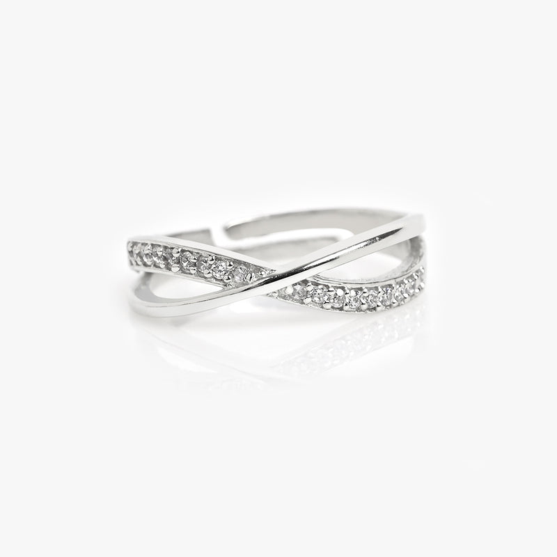 Buy Silver Minimal Studded Zircon Ring Online | March