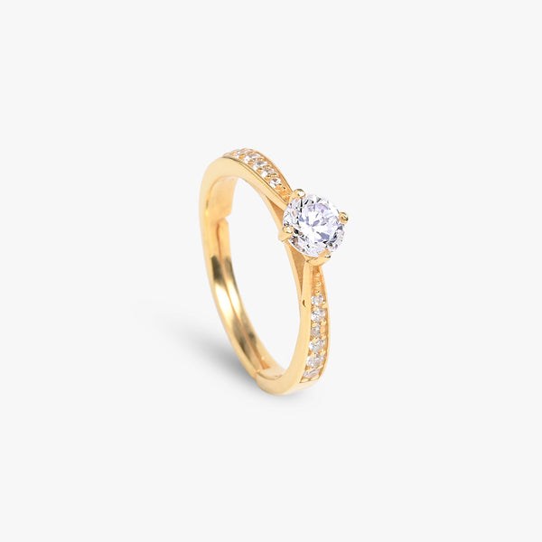 18k Gold Plated Silver Solitaire Ring