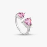 Buy Pink Dual Heart Silver Ring Online | March