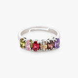 Buy Multicolour Studded Half Eternity Silver Band Online | March