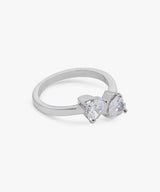 Buy Minimal Zircon Hearts Silver Ring Online | March