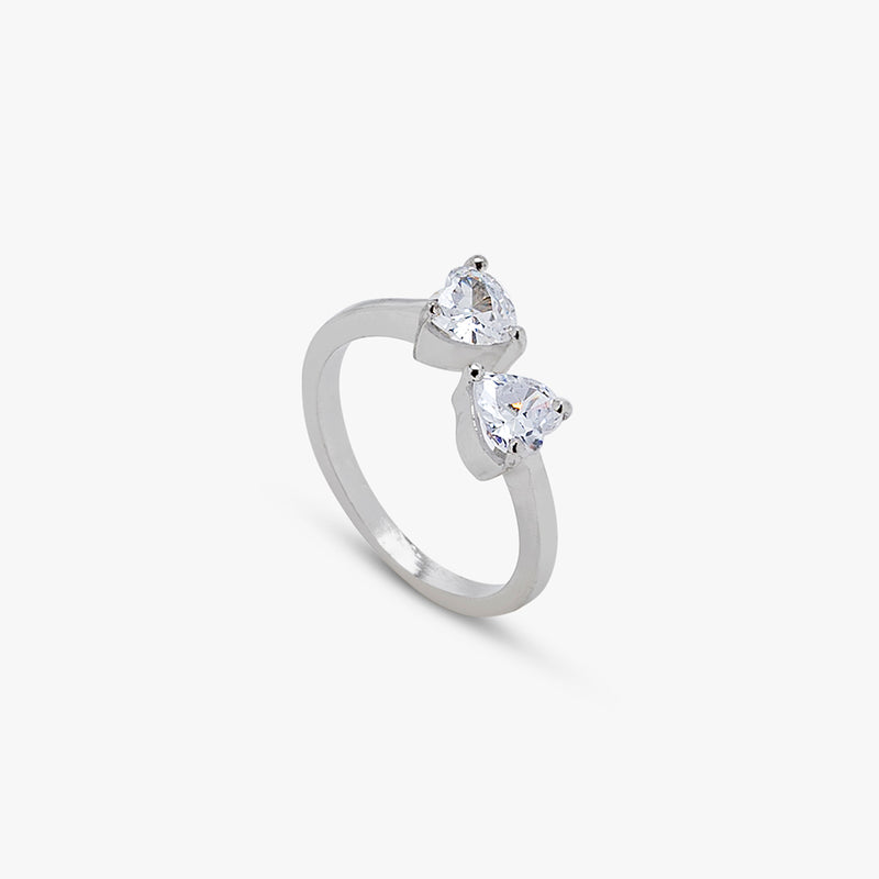 Buy Minimal Zircon Hearts Silver Ring Online | March