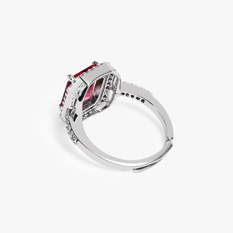 Buy Ruby Red Zircon Silver Statement Ring Online | March