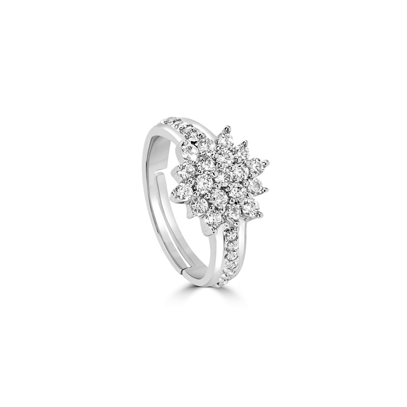 Buy Silver White Zircon Cluster Ring Online | March