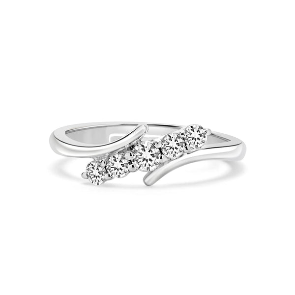 Buy Silver White Zircon Crossover Ring Online | March