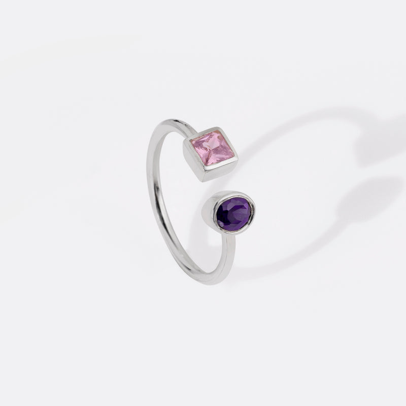 Buy Amethyst and Pink Zircon Silver Ring Online | March