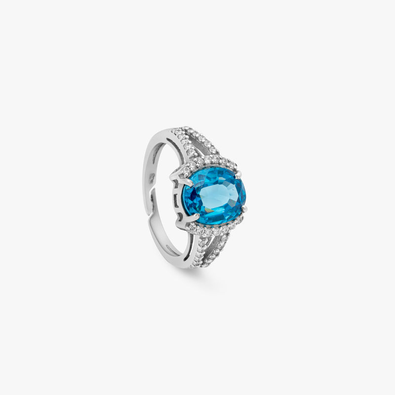 Buy Statement Blue Topaz Silver Ring Online | March