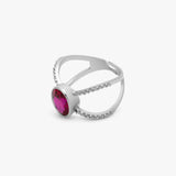 Buy Dark Pink Zircon Silver Ring Online | March