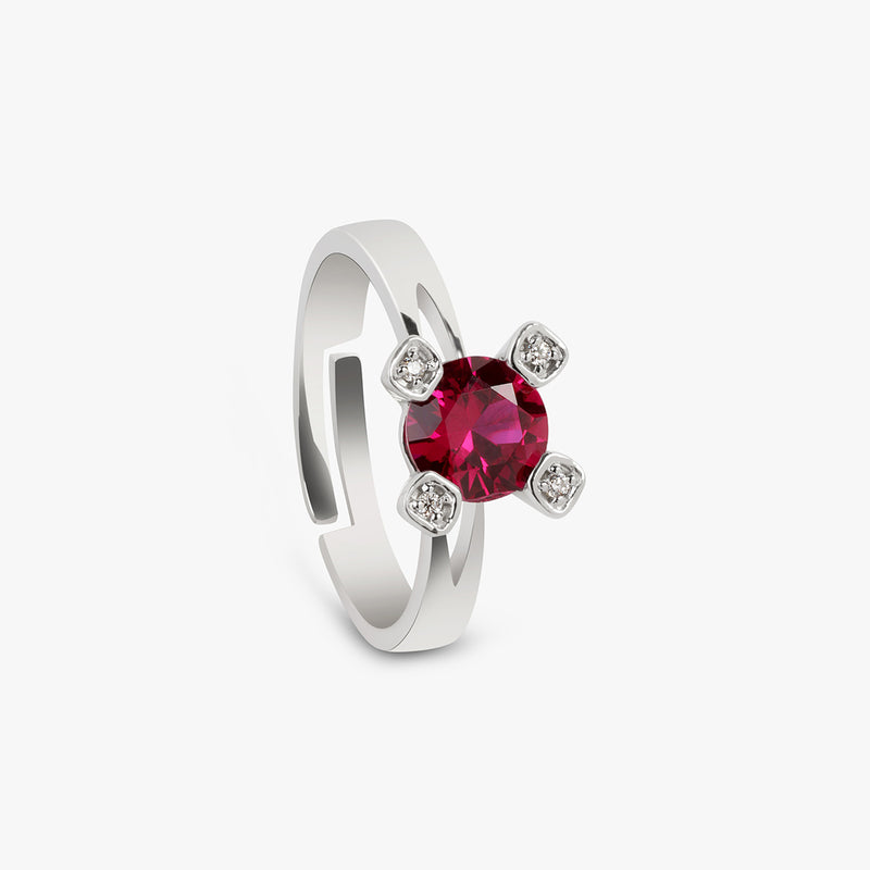 Buy Red and White Zircons Silver Ring Online | March