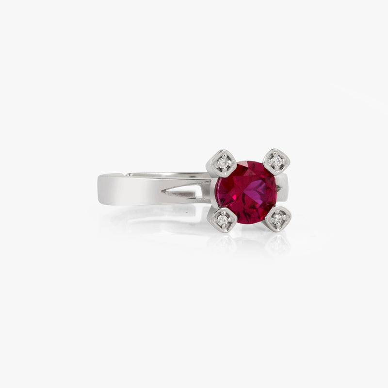 Buy Red and White Zircons Silver Ring Online | March