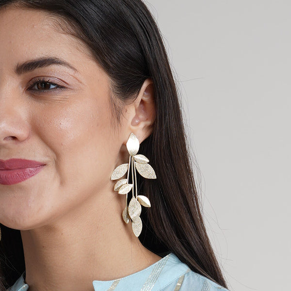 Textured Leaf Statement Earrings